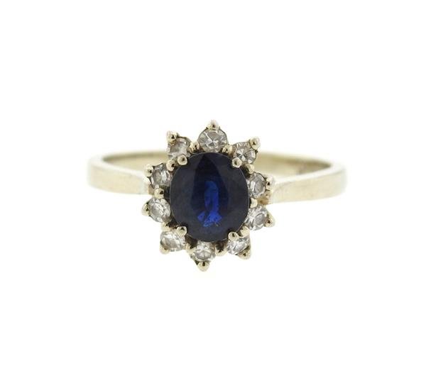 14k Gold Diamond Blue Stone Ring (1 of 3)