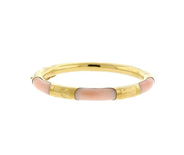 14k Gold Angel Skin Coral Bangle Bracelet (1 of 3)