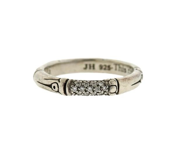 John Hardy Bamboo Sterling Silver Diamond Band Ring (1 of 3)