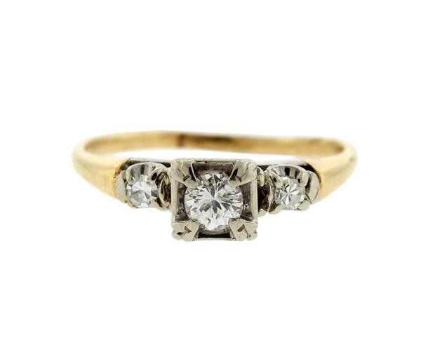 Art Deco 14k Gold Diamond Engagement Ring (1 of 2)