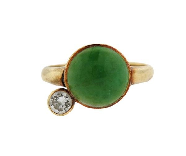 14K Gold Diamond Jade Ring (1 of 4)