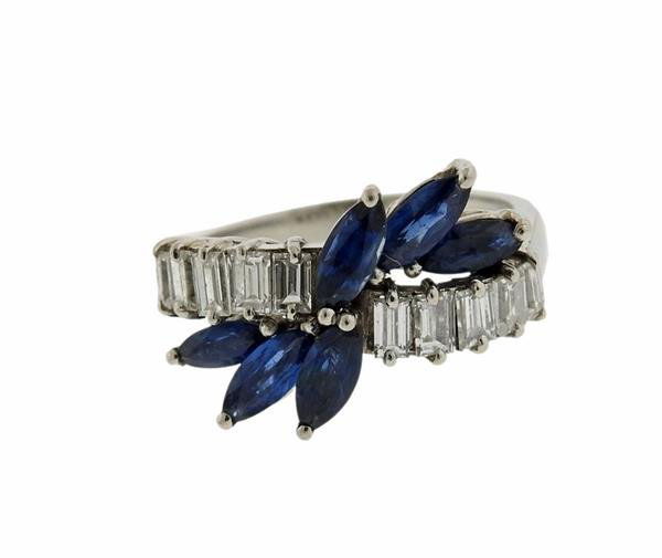 18K Gold Blue Stone Diamond Ring (1 of 3)