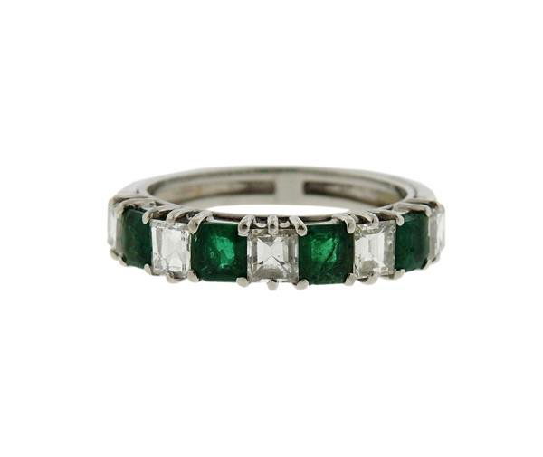 Platinum Gold Diamond Emerald Band Ring (1 of 2)