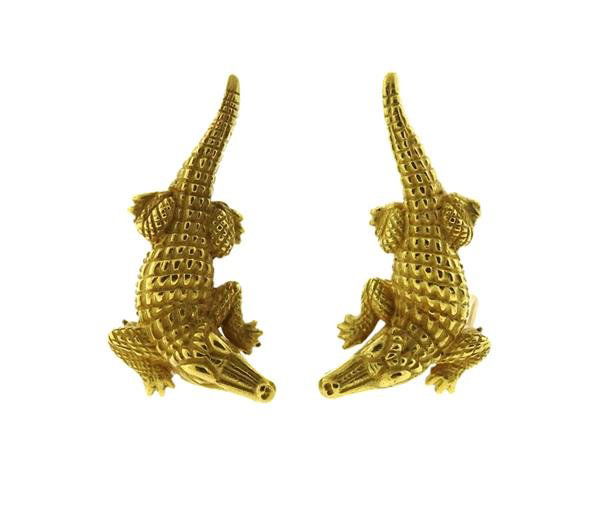 Barry Kieselstein Cord 18K Gold Alligator Earrings (1 of 4)