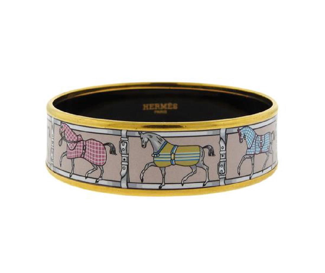 Hermes Enamel Printed Horse Bangle Bracelet (1 of 3)