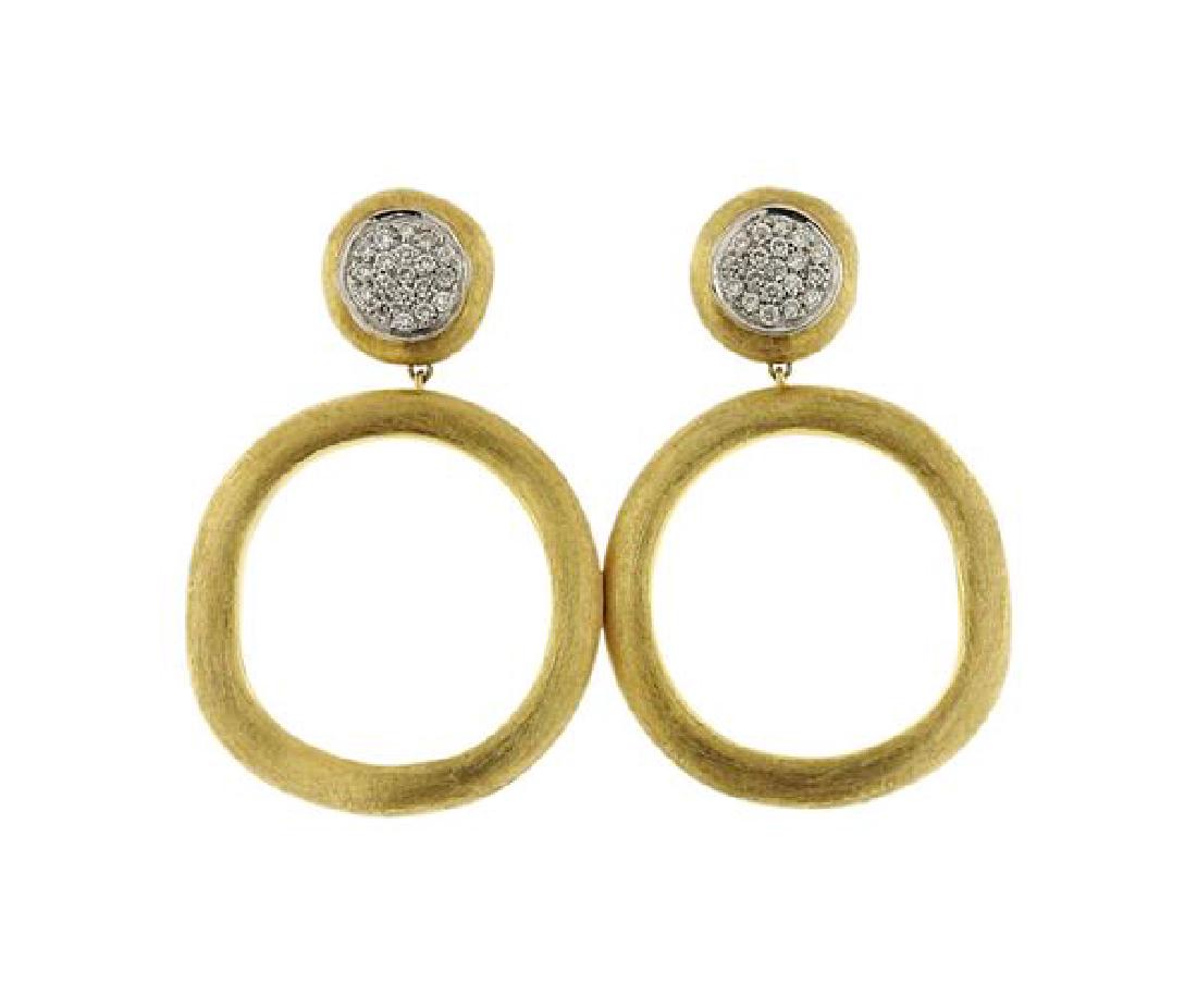 Marco Bicego 18K Textured Gold Diamond Dangle Earrings (1 of 4)