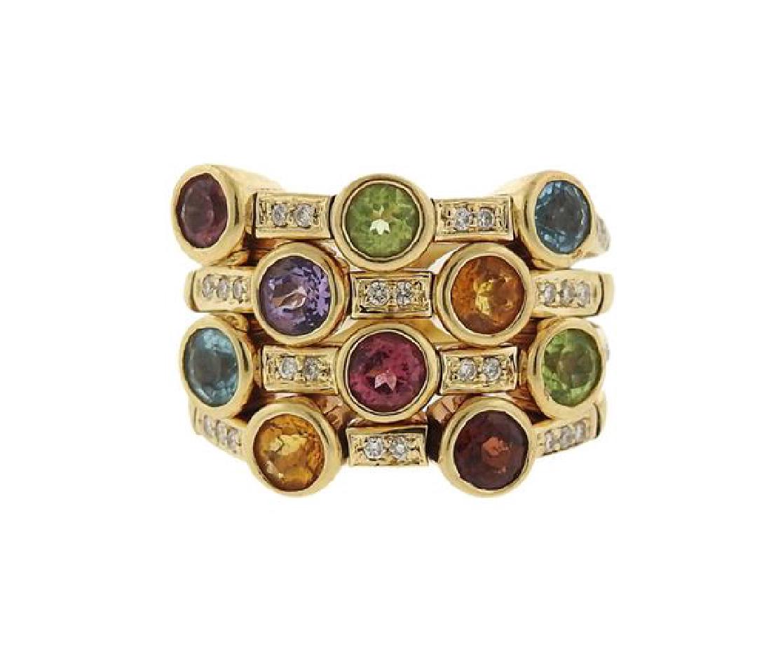 Sonia B. 14k Gold Diamond Colored Stone Movable Ring (1 of 5)