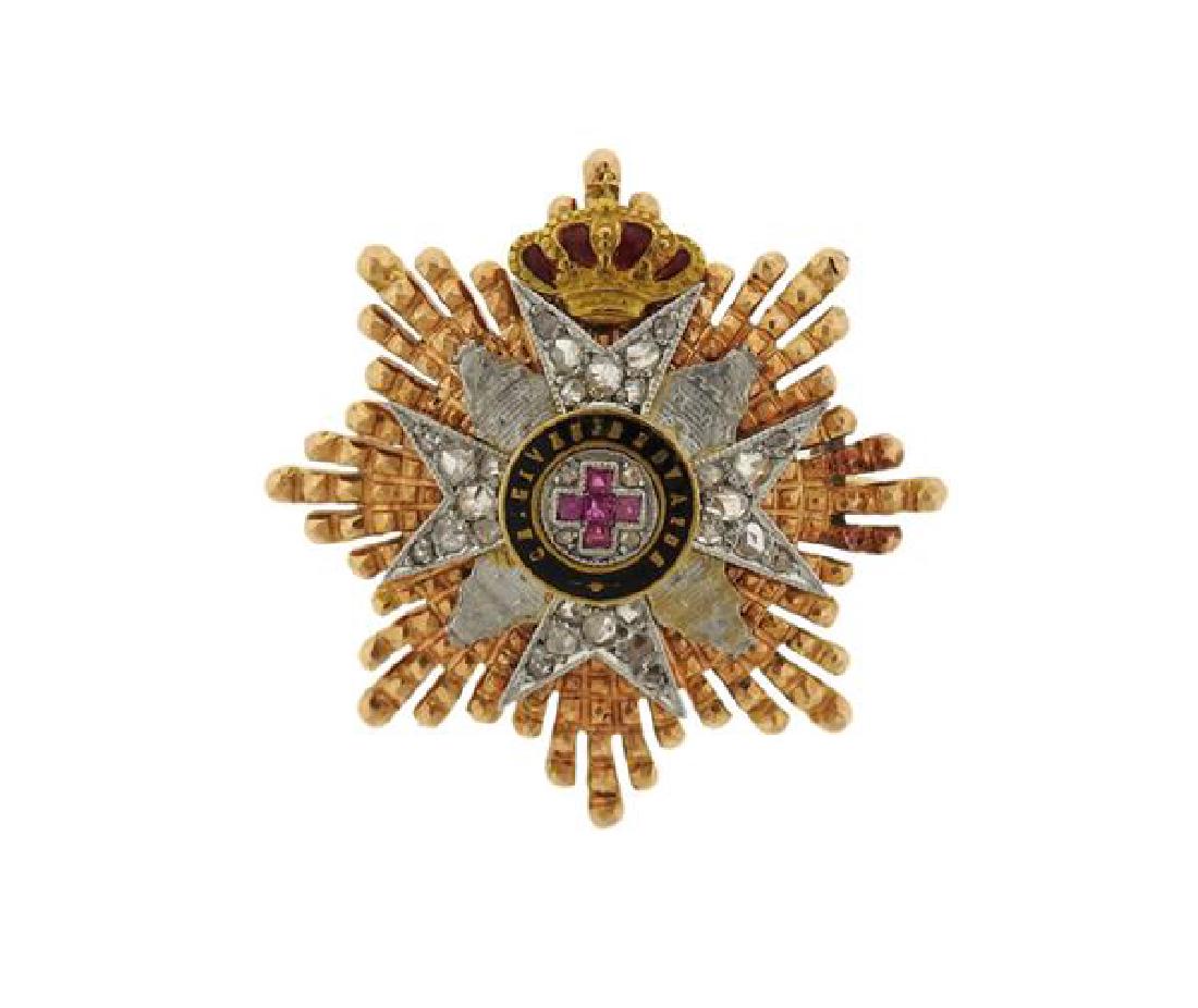 Military Gold Platinum Diamond  Enamel Medallion Medal (1 of 3)