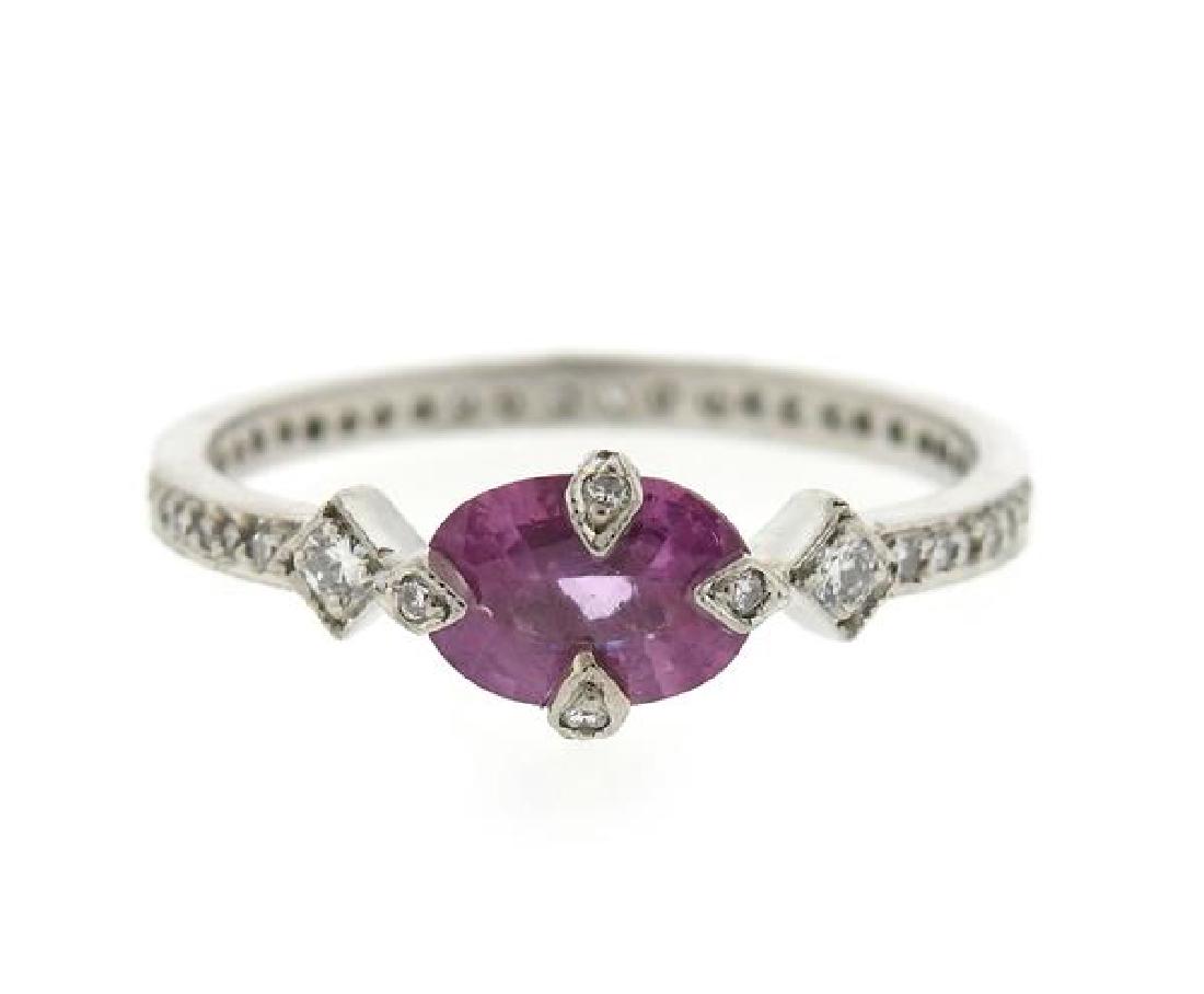 Cathy Waterman Platinum Diamond Pink Sapphire Ring (1 of 3)