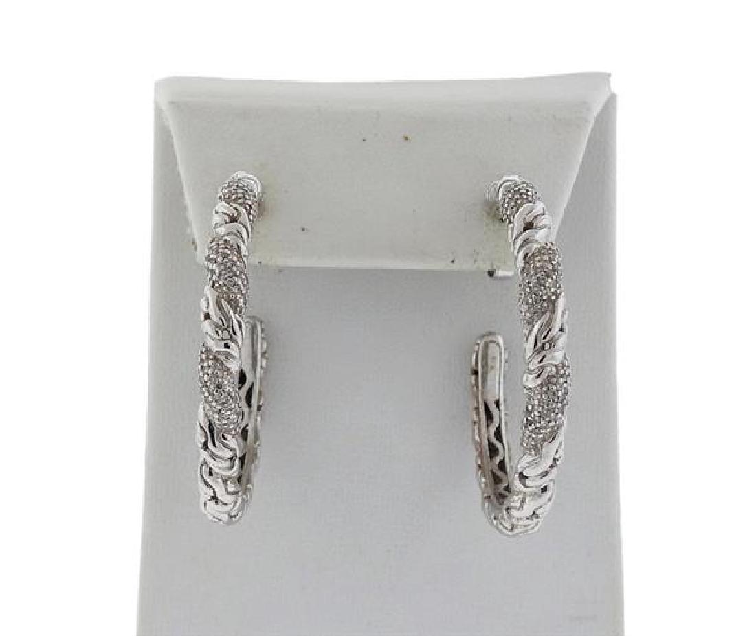 John Hardy Sterling Silver Diamond Hoop Earrings (1 of 6)