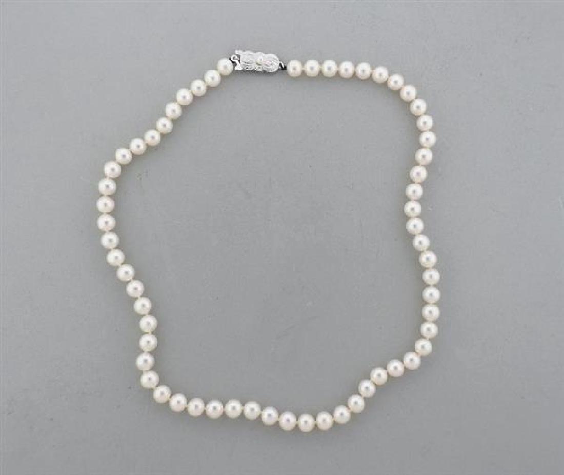 Mikimoto Silver Pearl Necklace (1 of 4)