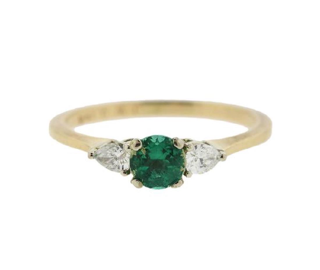 14K Gold Diamond Green Stone Ring (1 of 4)