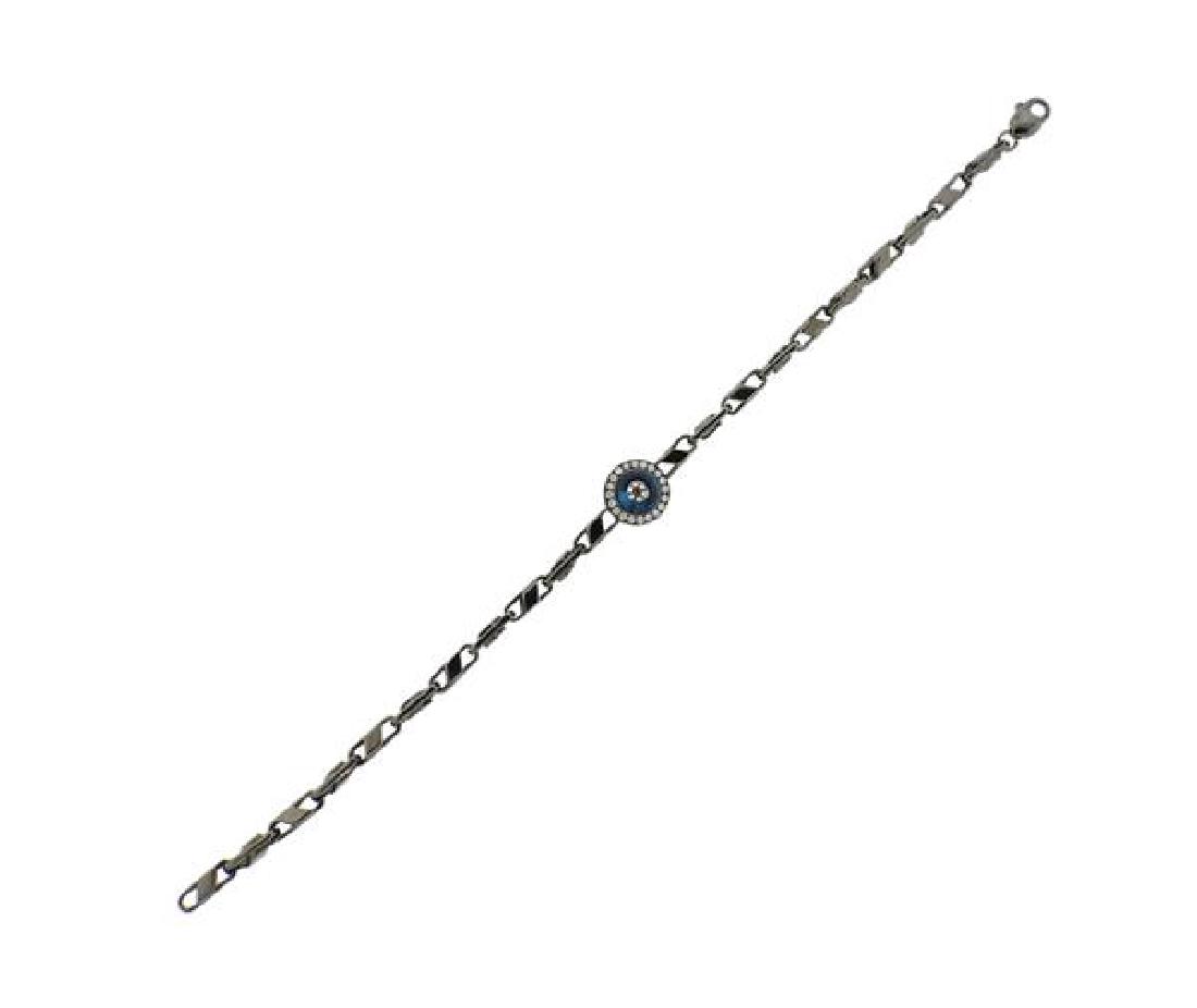 18K Blackened Gold Diamond Blue Stone Evil Eye Bracelet (1 of 4)