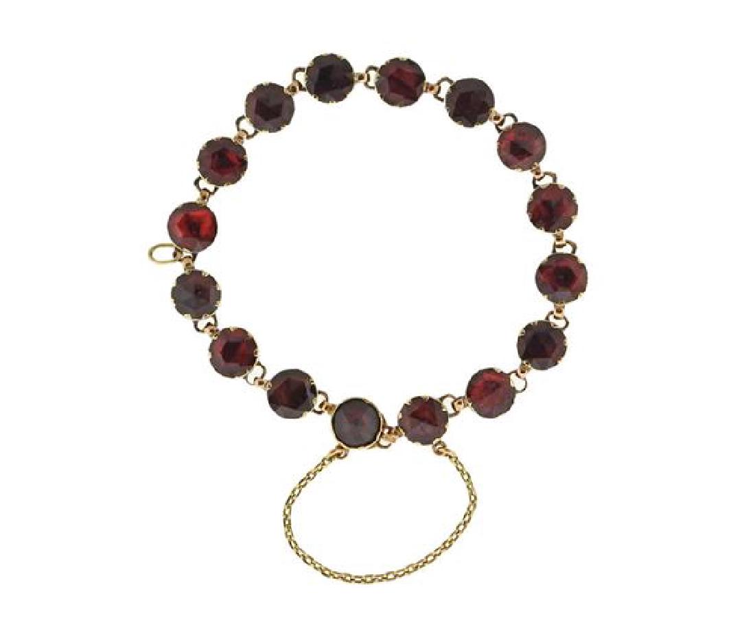 Continental Antique 18K Gold Red Stone Bracelet (1 of 3)