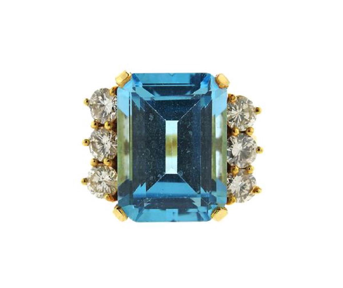 18K Gold Diamond Blue Stone Cocktail Ring (1 of 5)