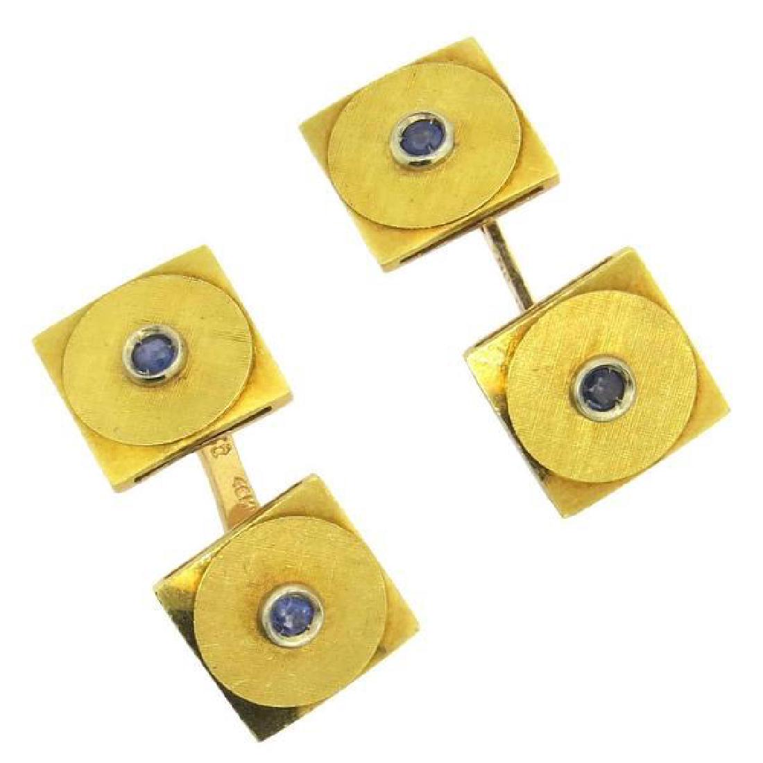 1950s Sapphire Gold Square Cufflinks (1 of 3)