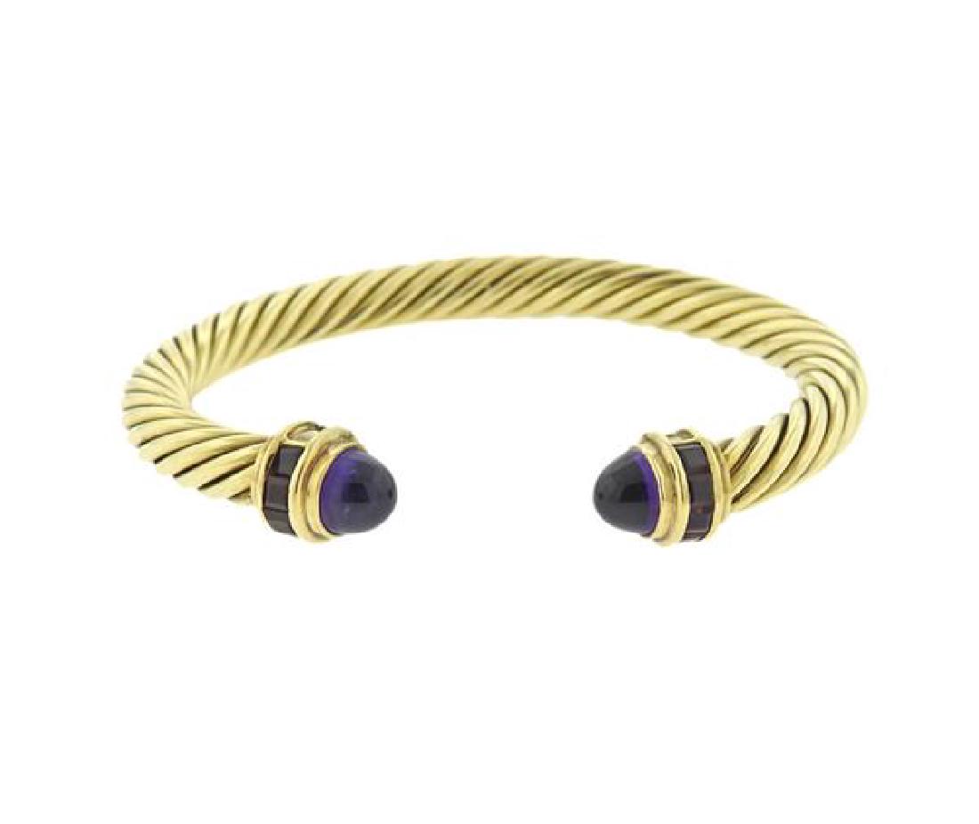 David Yurman 14K Gold Amethyst Ruby Cable Cuff Bracelet (1 of 4)