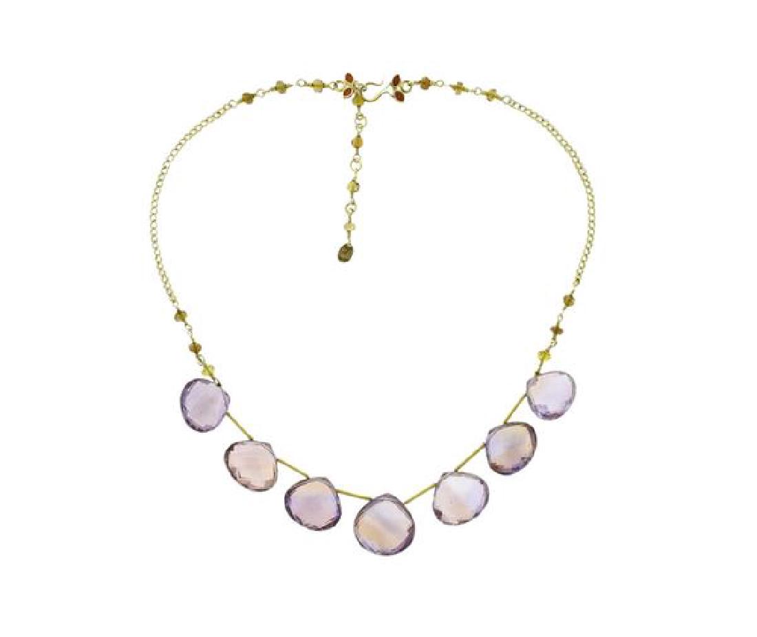 18K Gold Multi Color Stone Enamel Necklace (1 of 3)