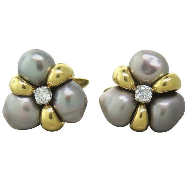 1970s Pearl Diamond 18K Gold Cufflinks (1 of 4)