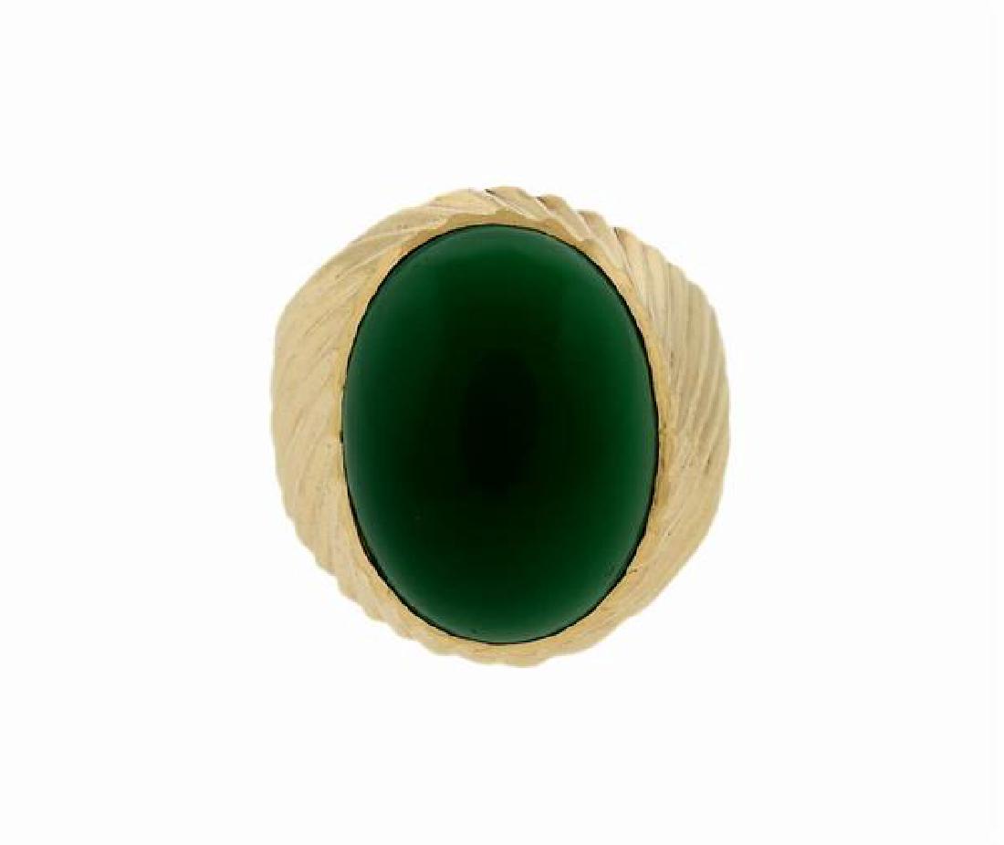 18K Gold Green Stone Ring (1 of 3)