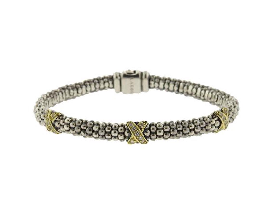 Lagos Caviar Sterling Silver 18k Gold Diamond X (1 of 4)