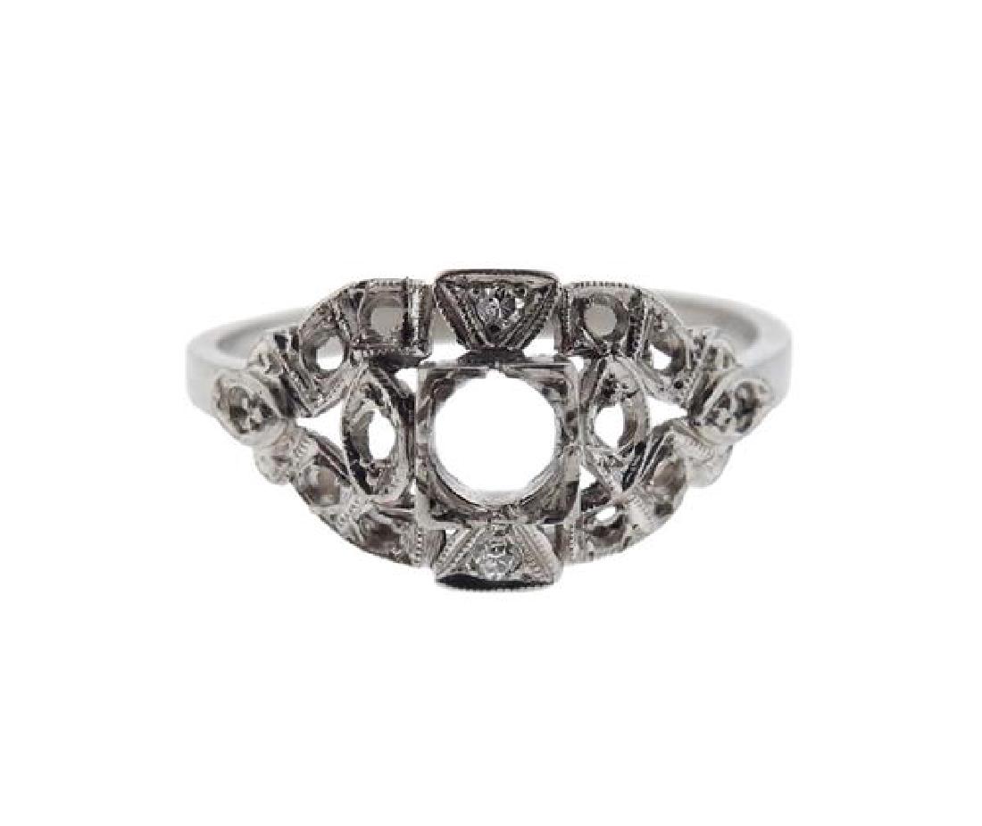 Art Deco Platinum Diamond Engagement Ring Mounting (1 of 3)