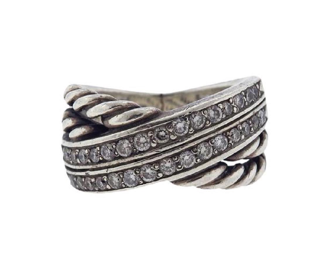 David Yurman Sterling Silver Crossover Diamond Ring (1 of 3)