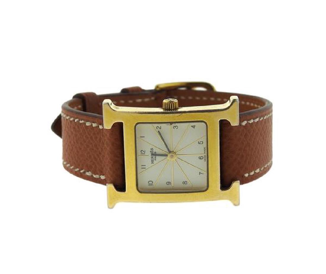 Hermes H Heure Stainless Steel Leather Watch (1 of 3)