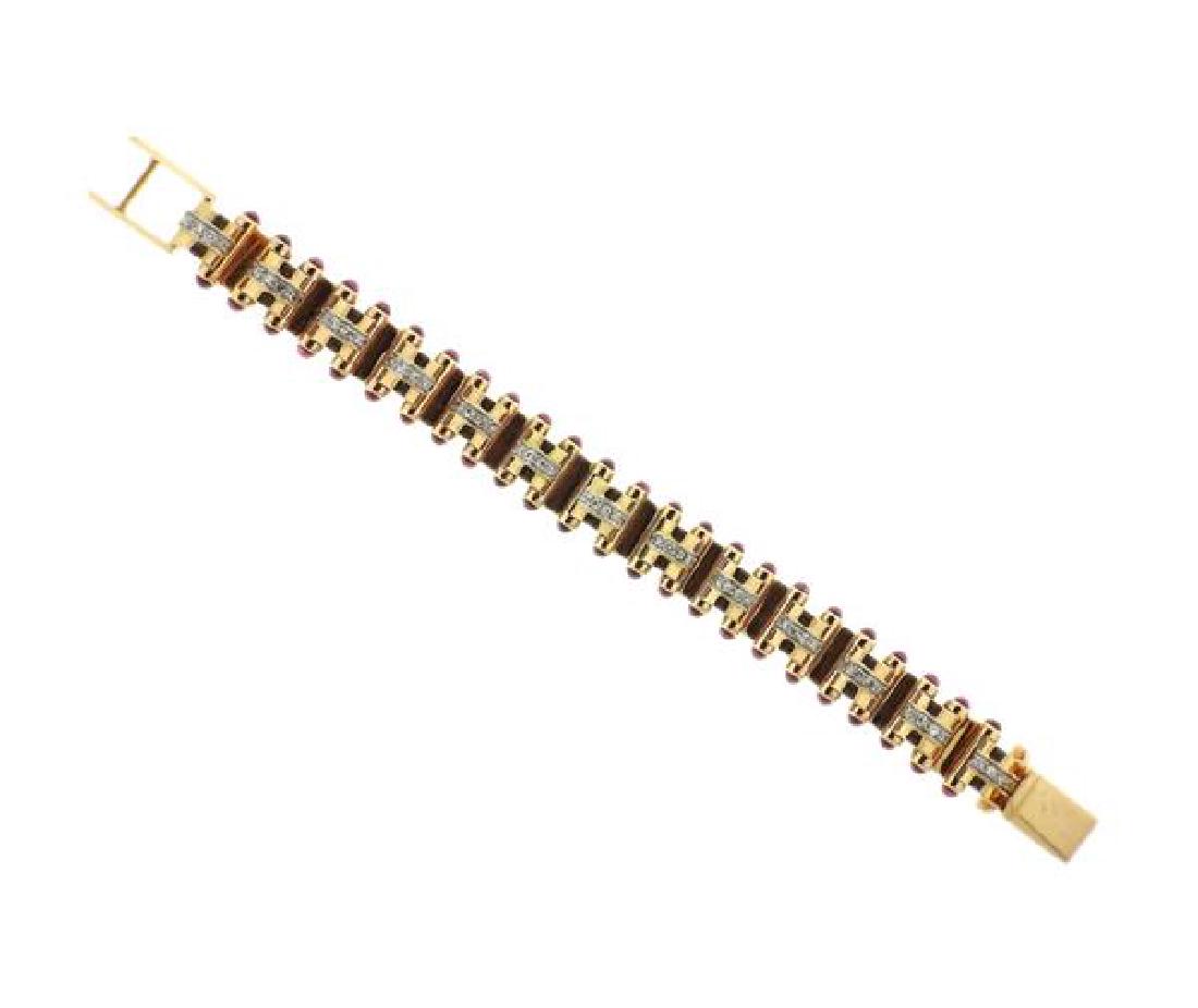 Retro J. Roca 18K Gold Diamond Ruby Bracelet (1 of 6)