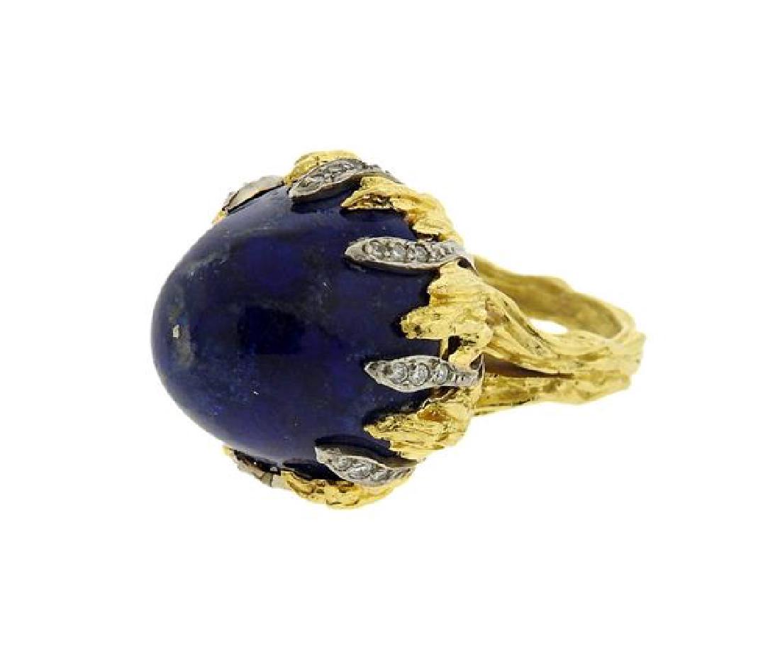 1970s 18K Gold Lapis Diamond Cocktail Ring (1 of 5)
