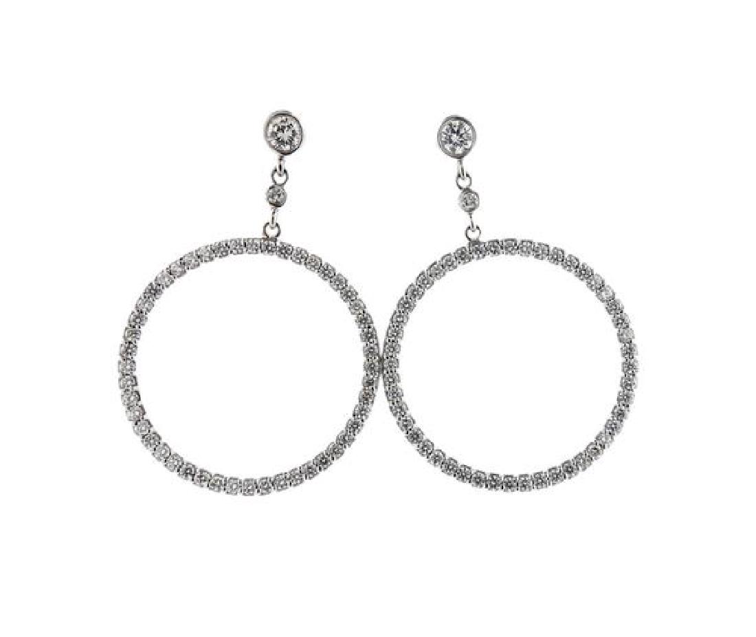 18K Gold Diamond Drop Hoop Earrings (1 of 3)