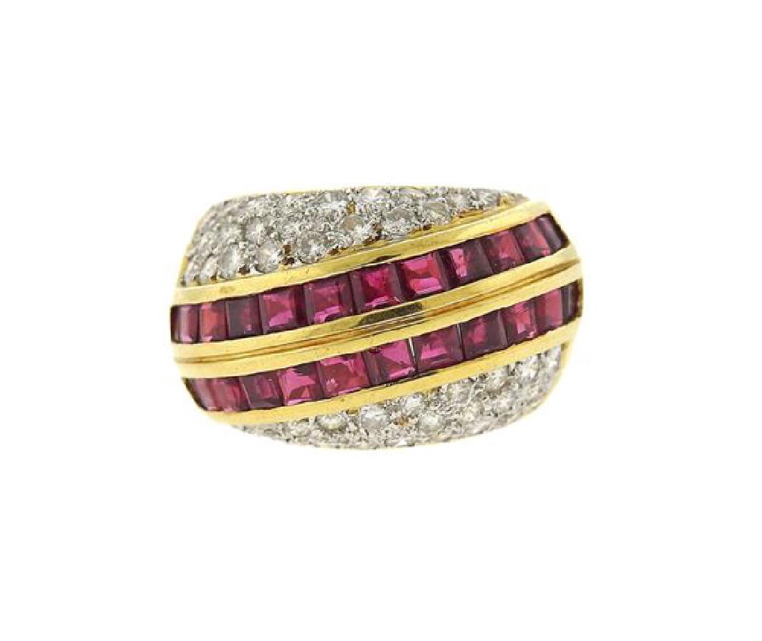 18K Gold Diamond Red Stone Ring (1 of 3)