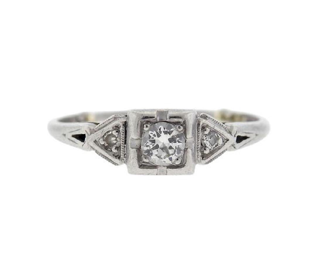 Art Deco Platinum 18k Gold Diamond Ring (1 of 3)