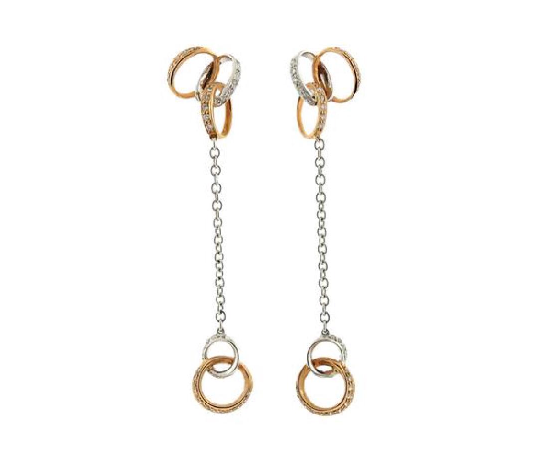 18K Two Tone Gold Diamond Dangle Earrings (1 of 4)