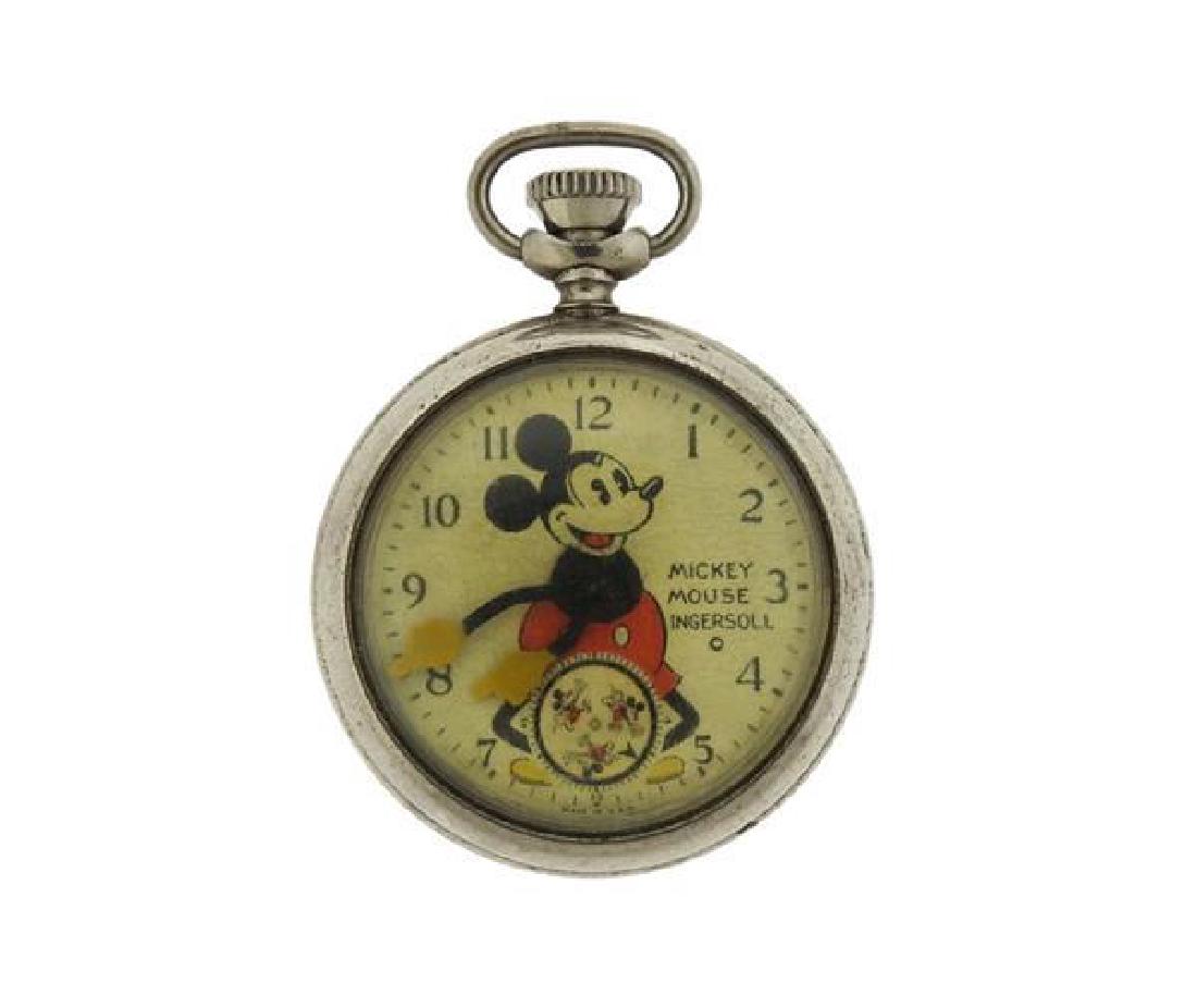 1930s Ingersoll Mickey Mouse Stainless Steel Pocket (1 of 2)