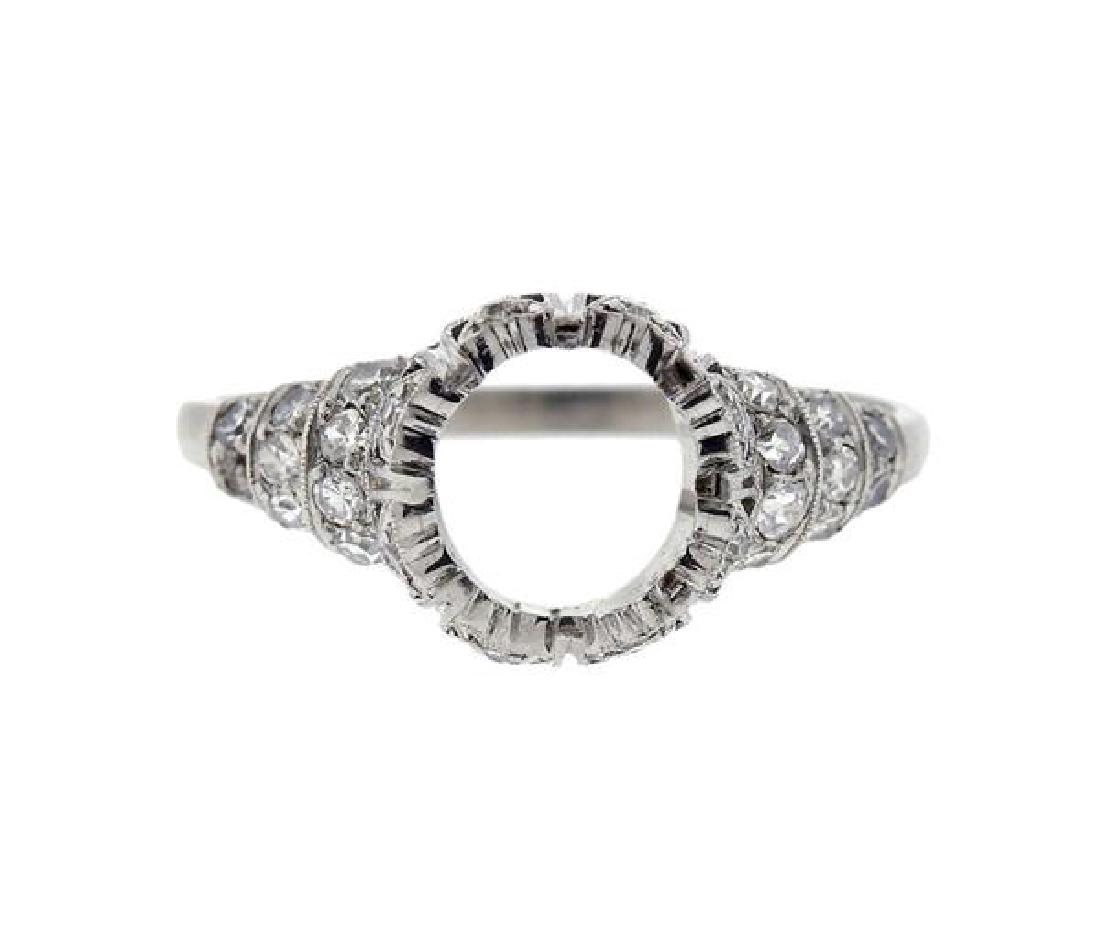 Art Deco Platinum Diamond Engagement Ring Mounting (1 of 3)