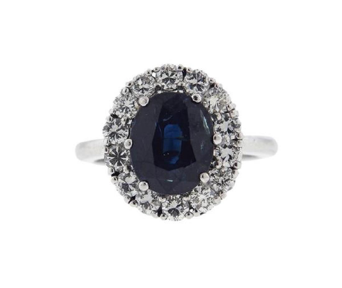 18K Gold Diamond Blue Stone Ring (1 of 3)