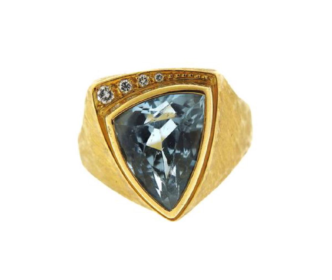 18K Gold Blue Stone Diamond Ring (1 of 3)