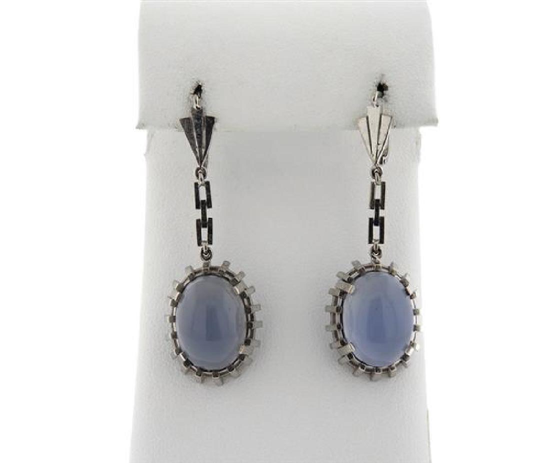 14k Gold Moonstone Cabochon Dangle Earrings (1 of 3)