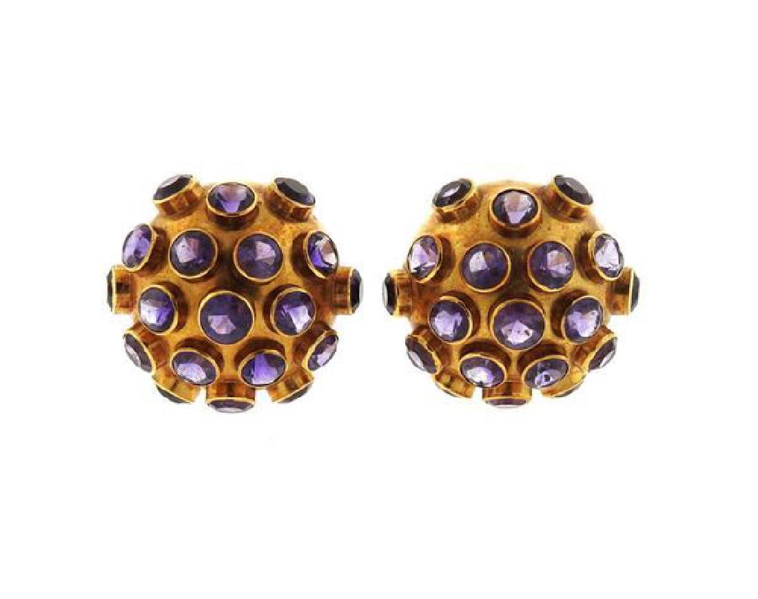 18k Gold Amethyst Sputnik Earrings (1 of 5)