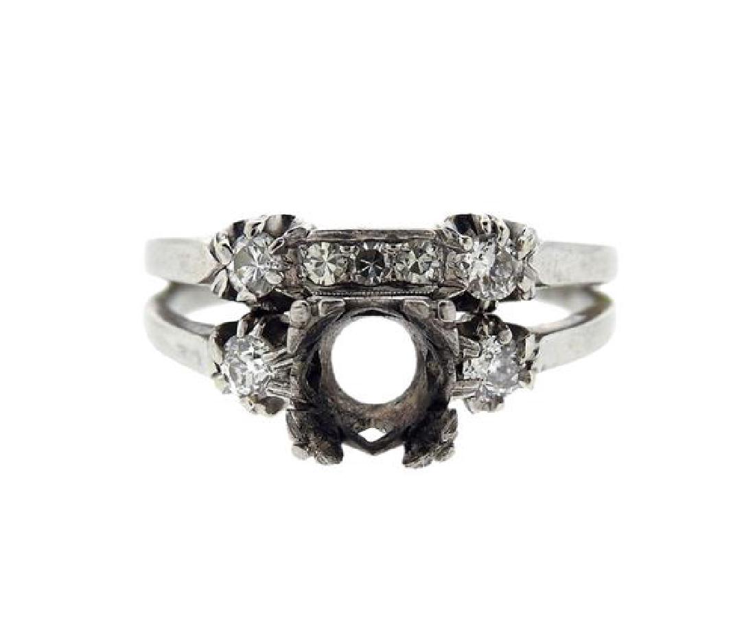 Antique Platinum Diamond Engagement Ring Mounting (1 of 3)