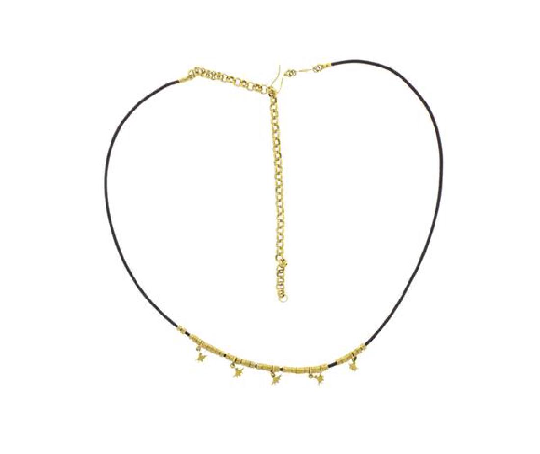 H. Stern 18k Gold Bird Charm Leather Cord Necklace (1 of 4)