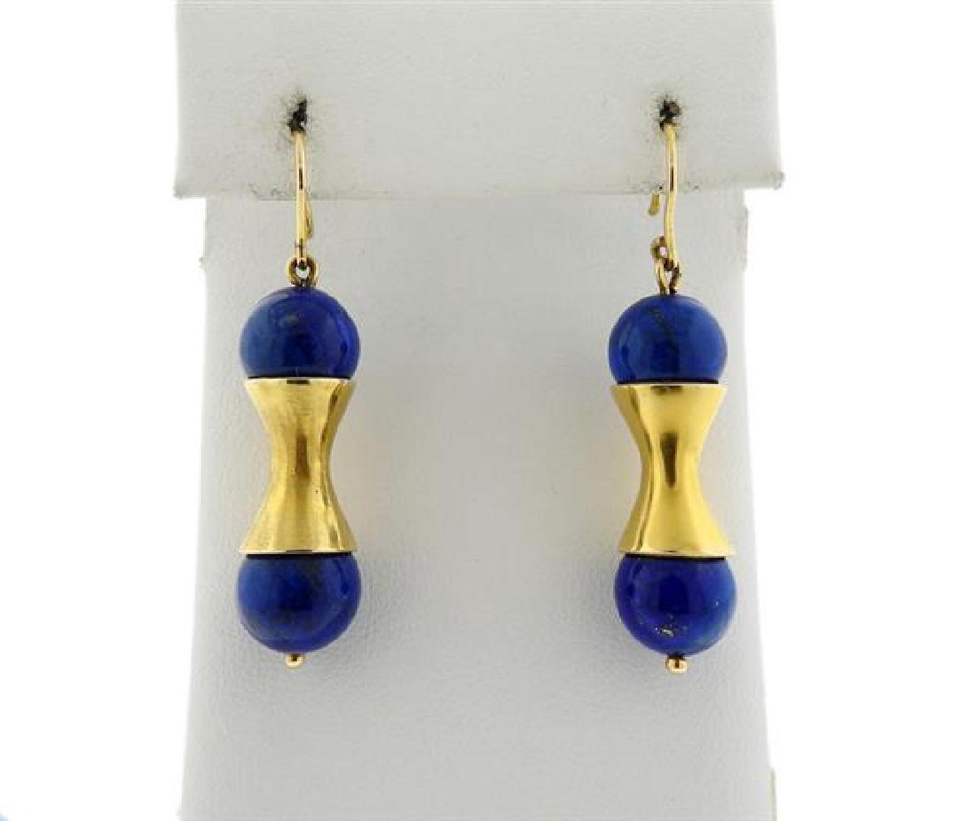 1970s 14K Gold Lapis Earrings (1 of 4)