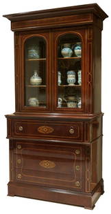 CABINET: Cabinet of mahogany veneer, Victorian age, cm 241x117x58