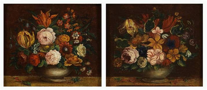 ANONYMOUS PAINTER XIX CENTURY: A pair of still-life paintings, cm 25x30, Oil painting on canvas