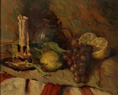 LISA MARIO (1908 - 1992): Still-life painting 1945, cm 29,5x36, Signature and date on the left bottom.