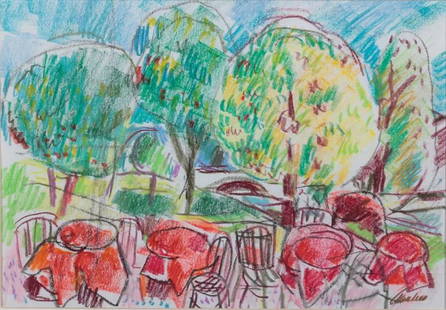 PAULUCCI ENRICO (Genova 1901 - 1999 Torino): "Garden", cm 23x33, Pastel on paper Signature on the right bottom
