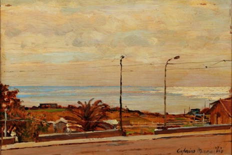 CAPRINO MARSILIO (Ronsecco VC 1923-1986 Torino): Ligurian Seaside, cm 24x35, Oil painting on wood Signature on the right bottom