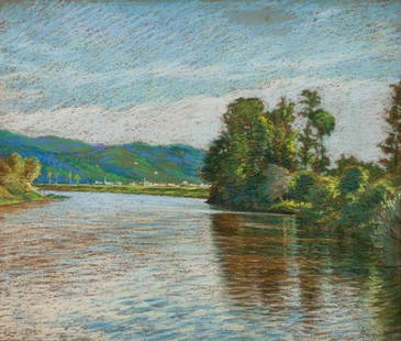 SACERDOTE ANSELMO (1868-1926): Foreshortening 1922, cm 36x45, Pastel on paper Signature on the right bottom and date on the left bottom