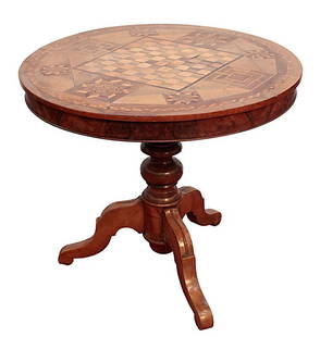 GAMING TABLE: A gaming table with inlays, XIX century